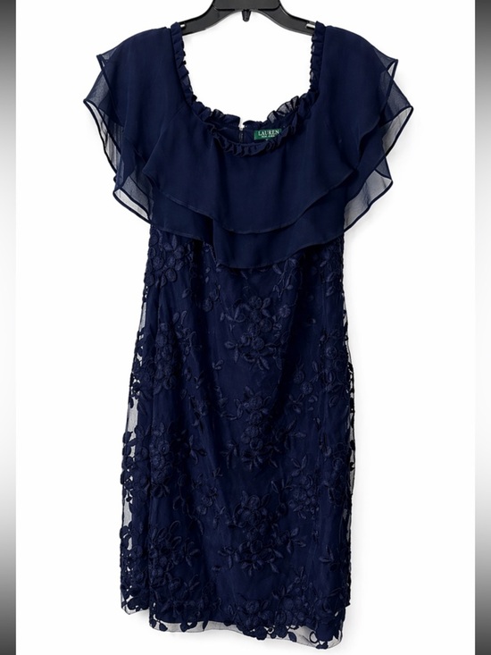 Lauren Ralph Lauren Dresses & Skirts - Lauren Ralph Lauren Navy Lace Dress Size 8 Elegant Overlay Cocktail Formal